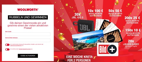 gewinnen.woolworth.de, Woolworth Code eingeben, Woolworth Gewinnspiel