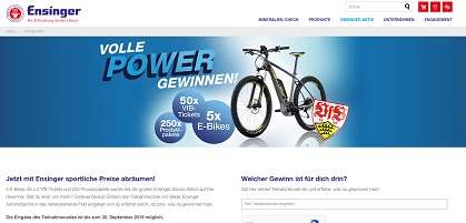 Ensinger Code eingeben, Ensinger Gewinnspiel