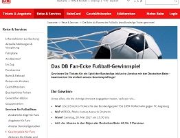 Bundesliga Tickets Gewinnspiel, Bahn Gewinnspiel