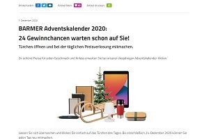 Barmer Adventskalender, Barmer Gewinnspiel