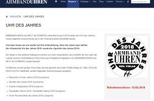 Uhr des Jahres Gewinnspiel, Armbanduhren Gewinnspiel