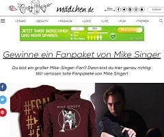 Mike Singer Fan-Paket Gewinnspiel, Mädchen Gewinnspiel