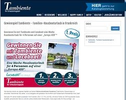 Hausboot Urlaub Gewinnspiel, Tambiente Gewinnspiel