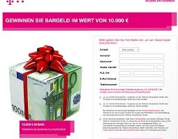 Telekom 10000 Euro Gewinnspiel