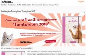 Katzen-Terminplaner Samtpfoten 2018 Gewinnspiel