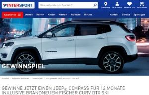 Jeep Compass Gewinnspiel, Intersport.at Gewinnspiel