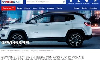 Jeep Compass Gewinnspiel, Intersport.at Gewinnspiel
