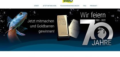 Tetra 70 Jahre Gewinnspiel, Tetra Gewinnspiel
