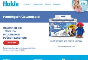 Paddington Plüschbär Gewinnspiel, Hakle Gewinnspiel