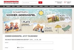 Schaffrath Sommer-Gewinnspiel, Schaffrath Gewinnspiel