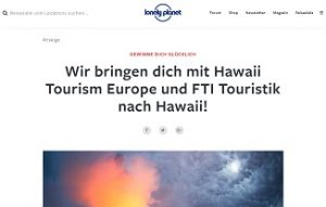 Hawaii Reise Gewinnspiel, Lonely Planet Gewinnspiel