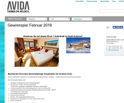 Hotel Kolmhof Gewinnspiel, Avida Gewinnspiel