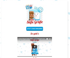 Code eingeben, Kinder Riegel Süße Grüße Aktion