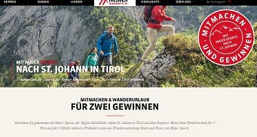 Tirol Wanderurlaub Gewinnspiel, Maier Sport Gewinnspiel