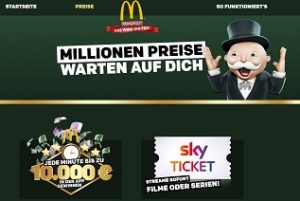 Monopoly McDonalds Code eingeben, Mc Donalds Gewinnspiel