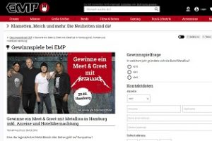 Metallica Konzert Reise Gewinnspiel, Metallica Gewinnspiel