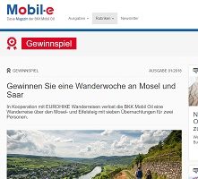 Mosel Wanderreise Gewinnspiel, Mobil-e Gewinnspiel