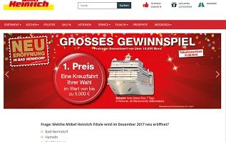 5000 Euro Kreuzfahrt Gewinnspiel, Möbel Heinrich Gewinnspiel