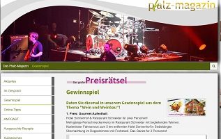 Pfalz Urlaub Gewinnspiel, Pfalz Magazin Gewinnspiel