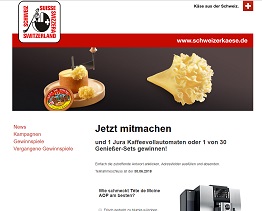 Jura Kaffeevollautomat Gewinnspiel, Schweizer Käse Gewinnspiel