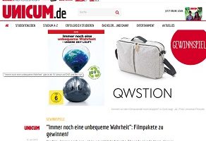 Qwstion Schultertasche Gewinnspiel, Unicum Gewinnspiel