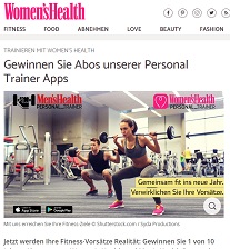 Personal Trainer App Jahres-Abo Gewinnspiel, WomensHealth Gewinnspiel