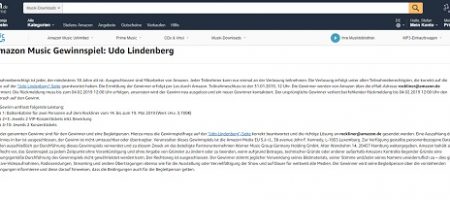 Udo Lindenberg Konzert Kreuzfahrt Gewinnspiel, Amazon Gewinnspiel