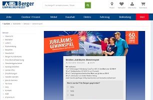 Wohnwagen Gewinnspiel, Berger Gewinnspiel