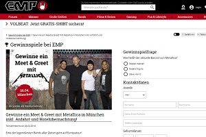 Metallica Konzert Reise Gewinnspiel, MP Gewinnspiel