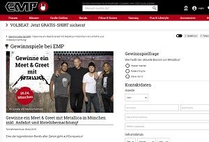 Metallica Konzert Gewinnspiel, MP Gewinnspiel