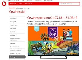 Nick Camp Kinder Reise Gewinnspiel, Kabel Deutschland Gewinnspiel