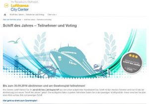 Schiff des Jahres Gewinnspiel, Lufthansa City Center Gewinnspiel