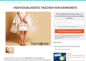 Samsonite Handtasche Gewinnspiel, Selbst Gewinnspiel