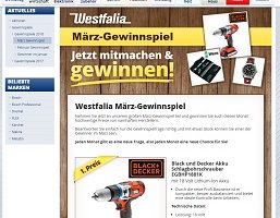 Black und Decker Akku Schlagbohrschrauber Gewinnspiel, Westfalia Gewinnspiel
