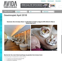 Niederösterreich Urlaub Gewinnspiel, Avida Gewinnspiel