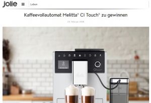 Melitta Kaffee-Vollautomat Gewinnspiel, Jolie Gewinnspiel