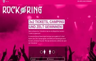 Rock am Ring Gewinnspiel, Telekom Gewinnspiel