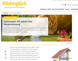 Wasserkosten Gewinnspiel, Wohnglück Gewinnspiel