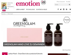 GreenGlam Pflegeset Gewinnspiel, emotion Gewinnspiel