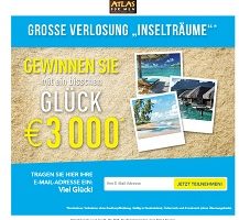 Atlas for Men 3000 Euro Gewinnspiel, Atlas for Men Gewinnspiel
