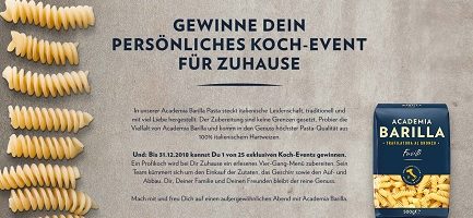 Academia Barilla Gewinnspiel, Barilla Gewinnspiel