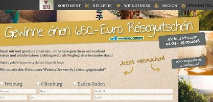 Neukauf Reisen Reisegutschein Gewinnspiel, Ortenauer Gewinnspiel
