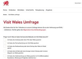 Visit Wales Umfrage Gewinnspiel, Visit Wales Gewinnspiel
