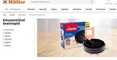 Vileda Saugroboter Gewinnspiel, Müller Gewinnspiel