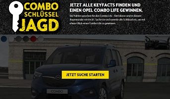 Opel Combo Schlüsseljagd Gewinnspiel, Opel Gewinnspiel