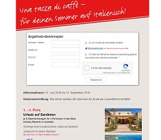 Sardinien Urlaub Gewinnspiel, Segafredo Gewinnspiel