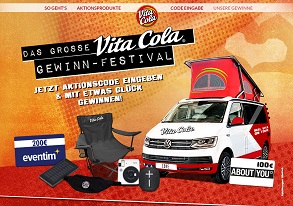 vita-gewinn-festival.de, Vita Cola Code eingeben, Vita Cola Gewinnspiel