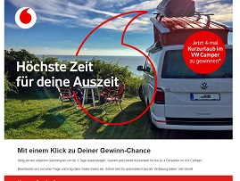 VW Campster Urlaub Gewinnspiel, Vodafone Gewinnspiel