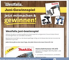 Makita Bohrhammer Gewinnspiel, Westfalia Gewinnspiel