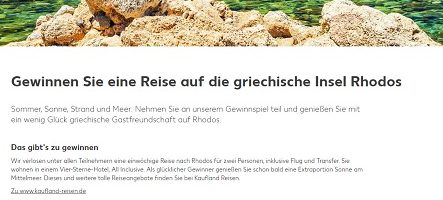 Rhodos Reise Gewinnspiel, kaufland Gewinnspiel